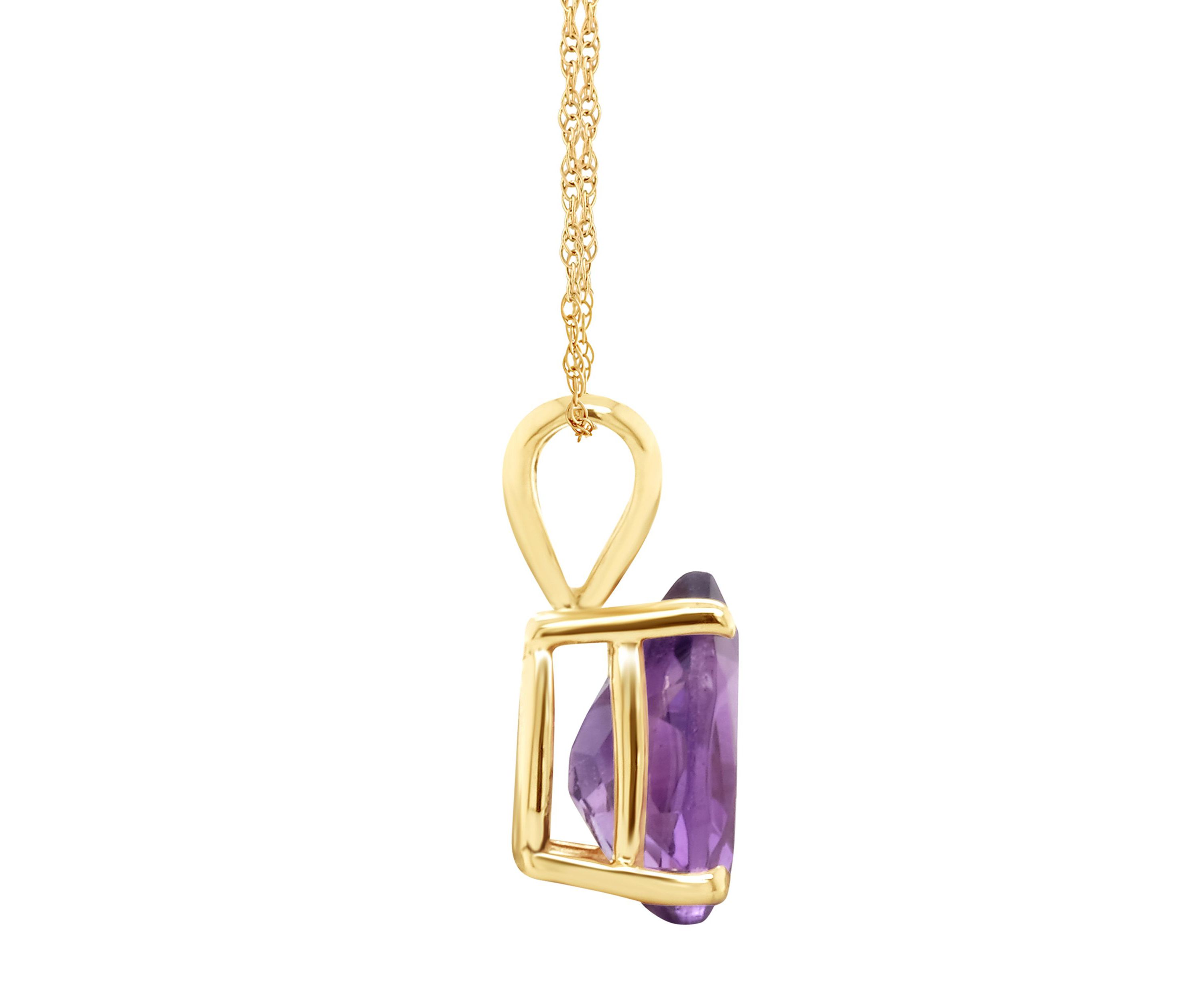 14K Gold 8x5 Pear Shape Amethyst Pendant