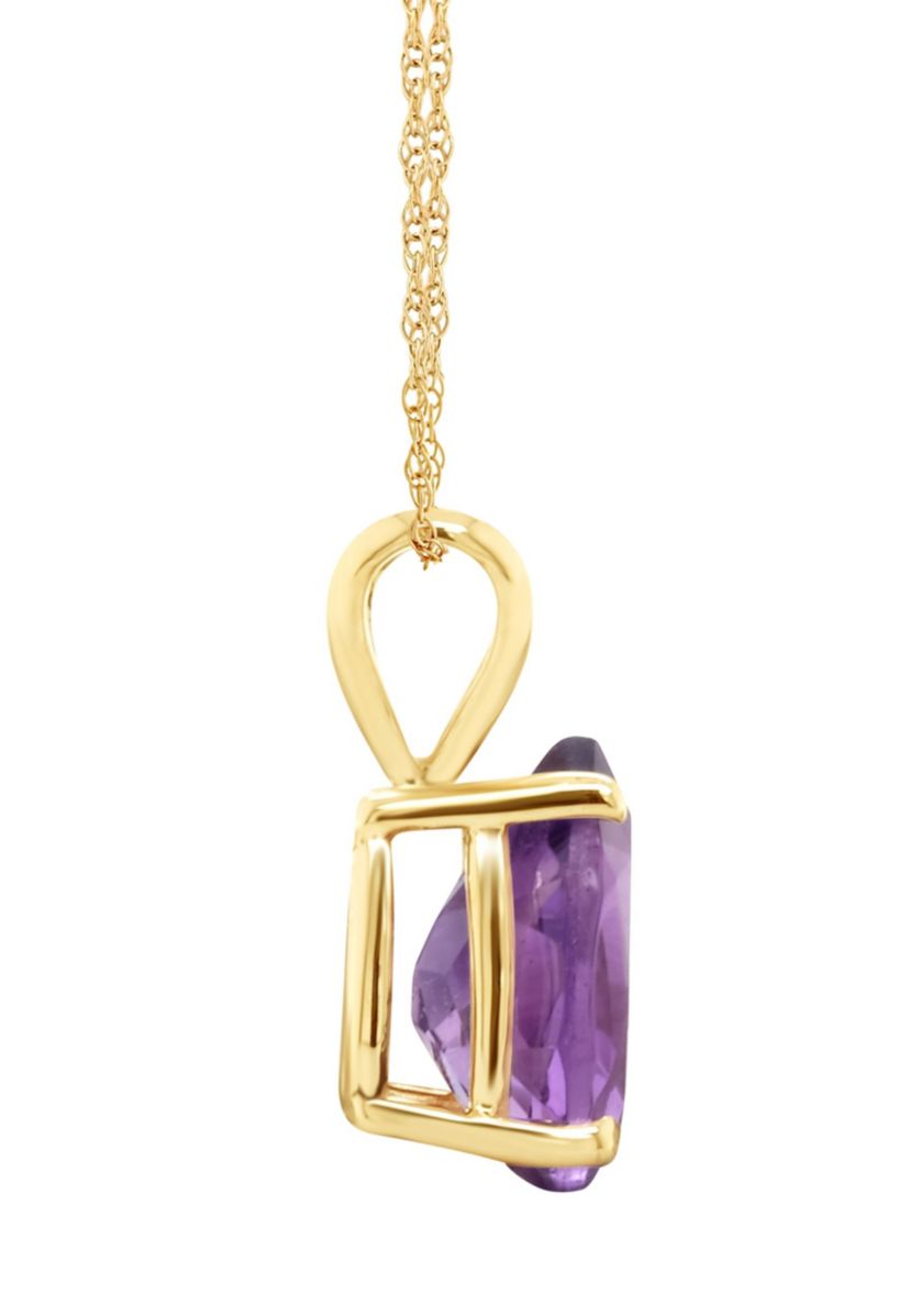 14K Gold 8x5 Pear Shape Amethyst Pendant
