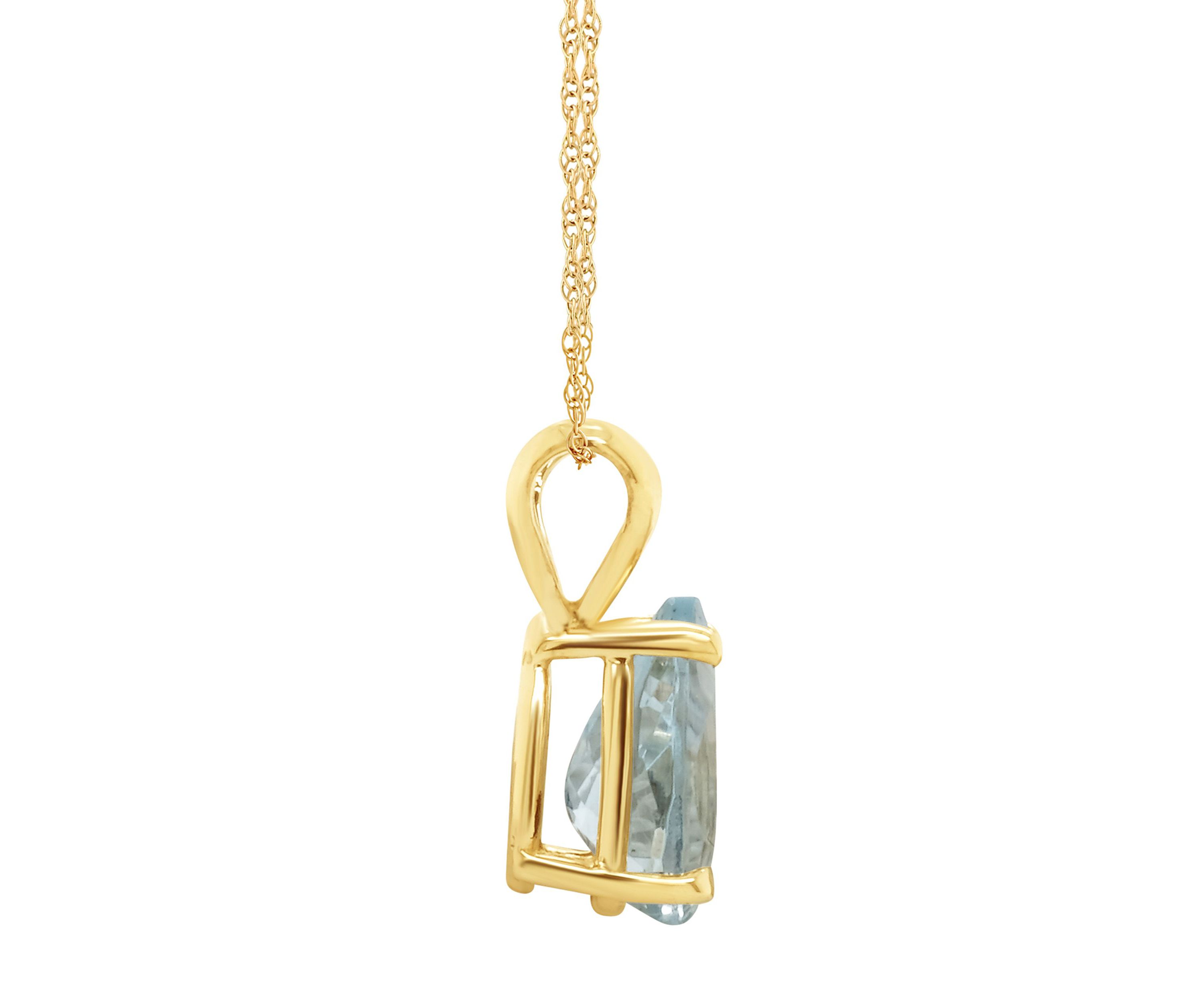 14K Gold 8x5 Pear Shape Aquamarine Pendant