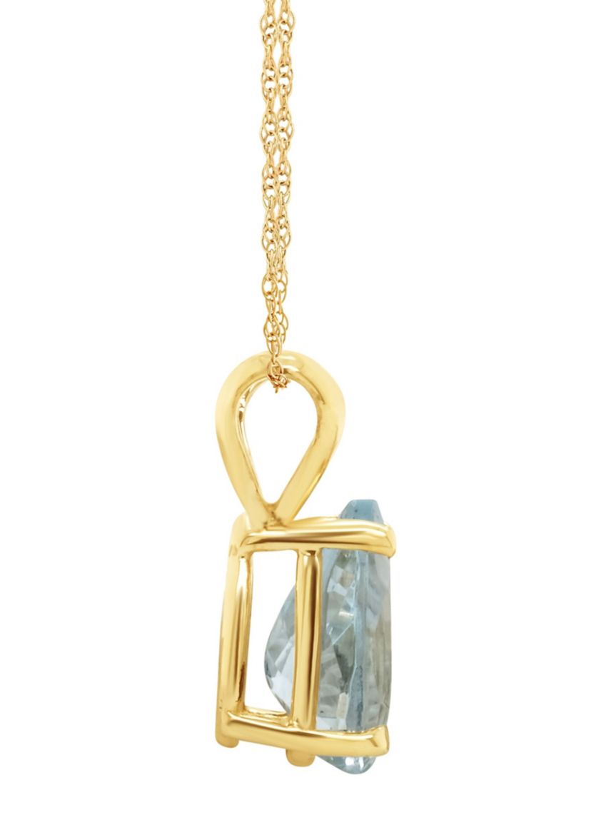 14K Gold 8x5 Pear Shape Aquamarine Pendant
