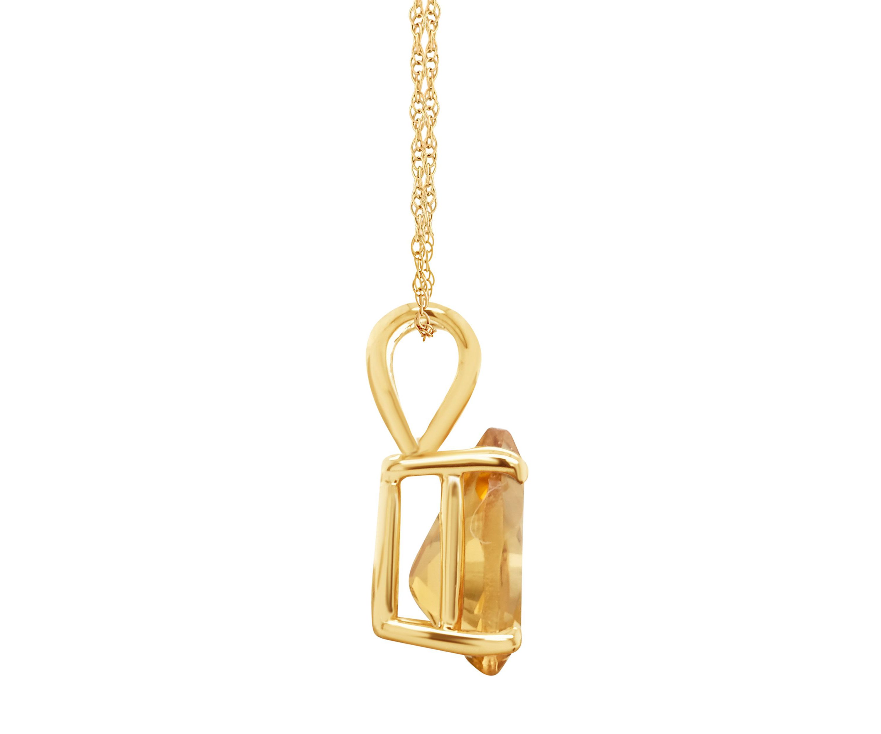 14K Gold 8x5 Pear Shape Citrine Pendant