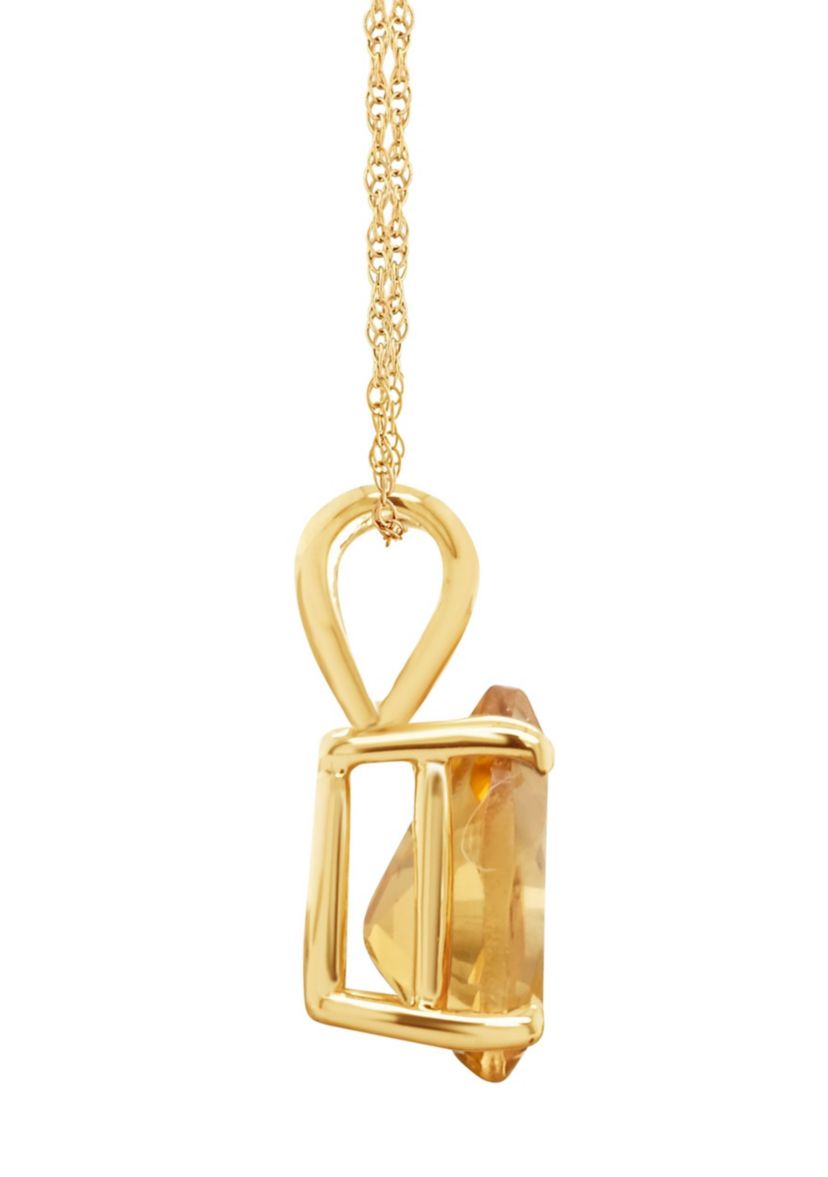 14K Gold 8x5 Pear Shape Citrine Pendant