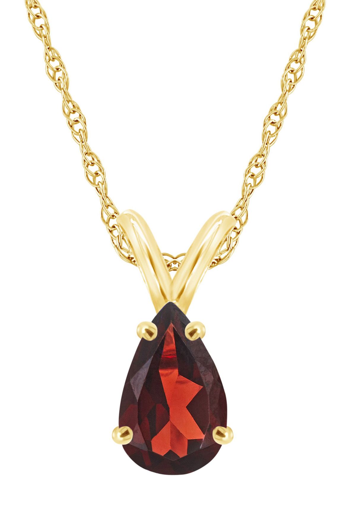 14K Gold 8x5 Pear Shape Garnet Pendant