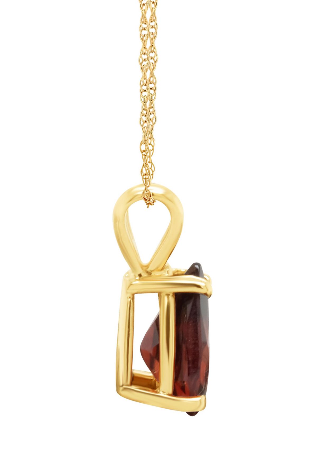 14K Gold 8x5 Pear Shape Garnet Pendant