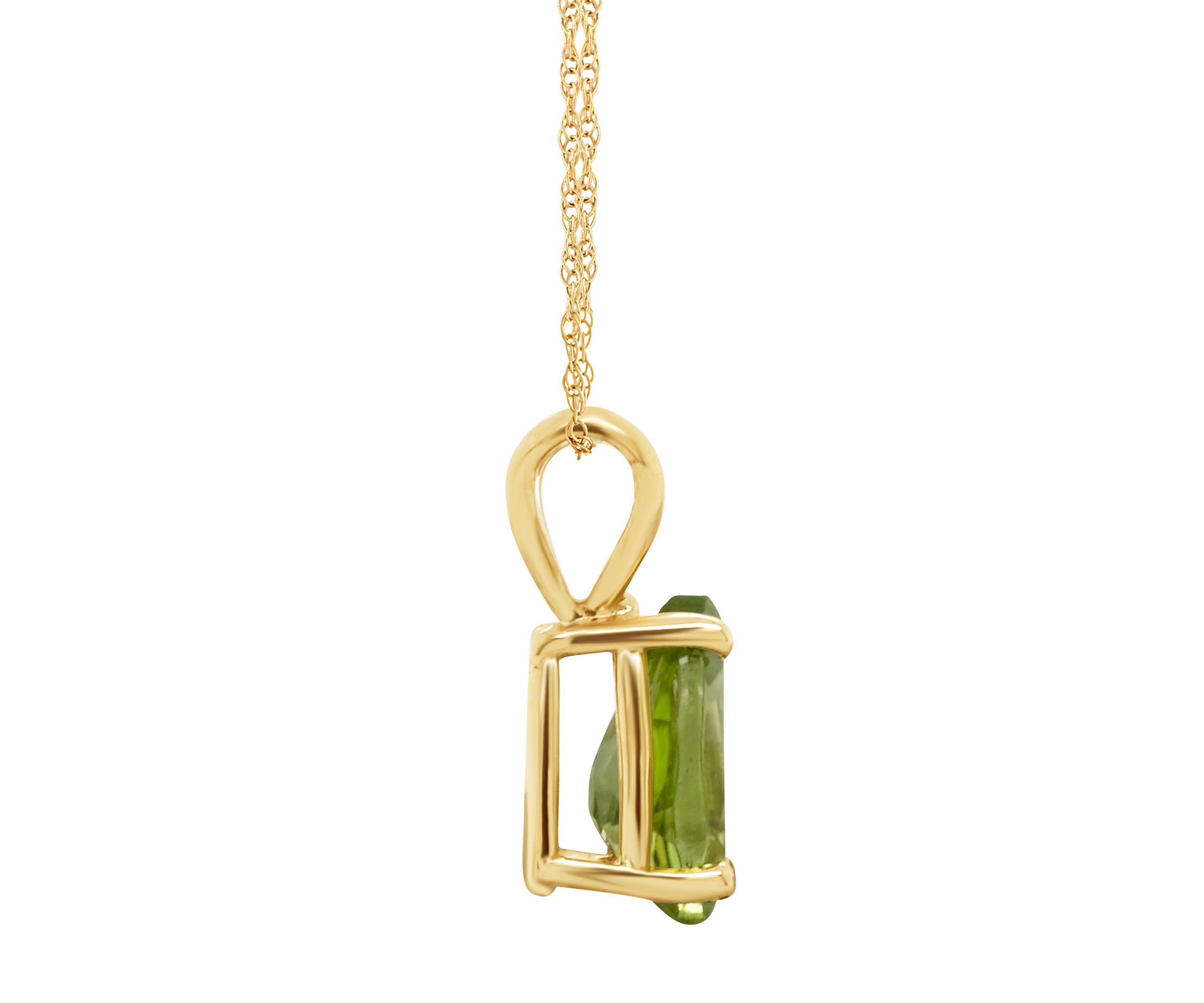 14K Gold 8x5 Pear Shape Peridot Pendant