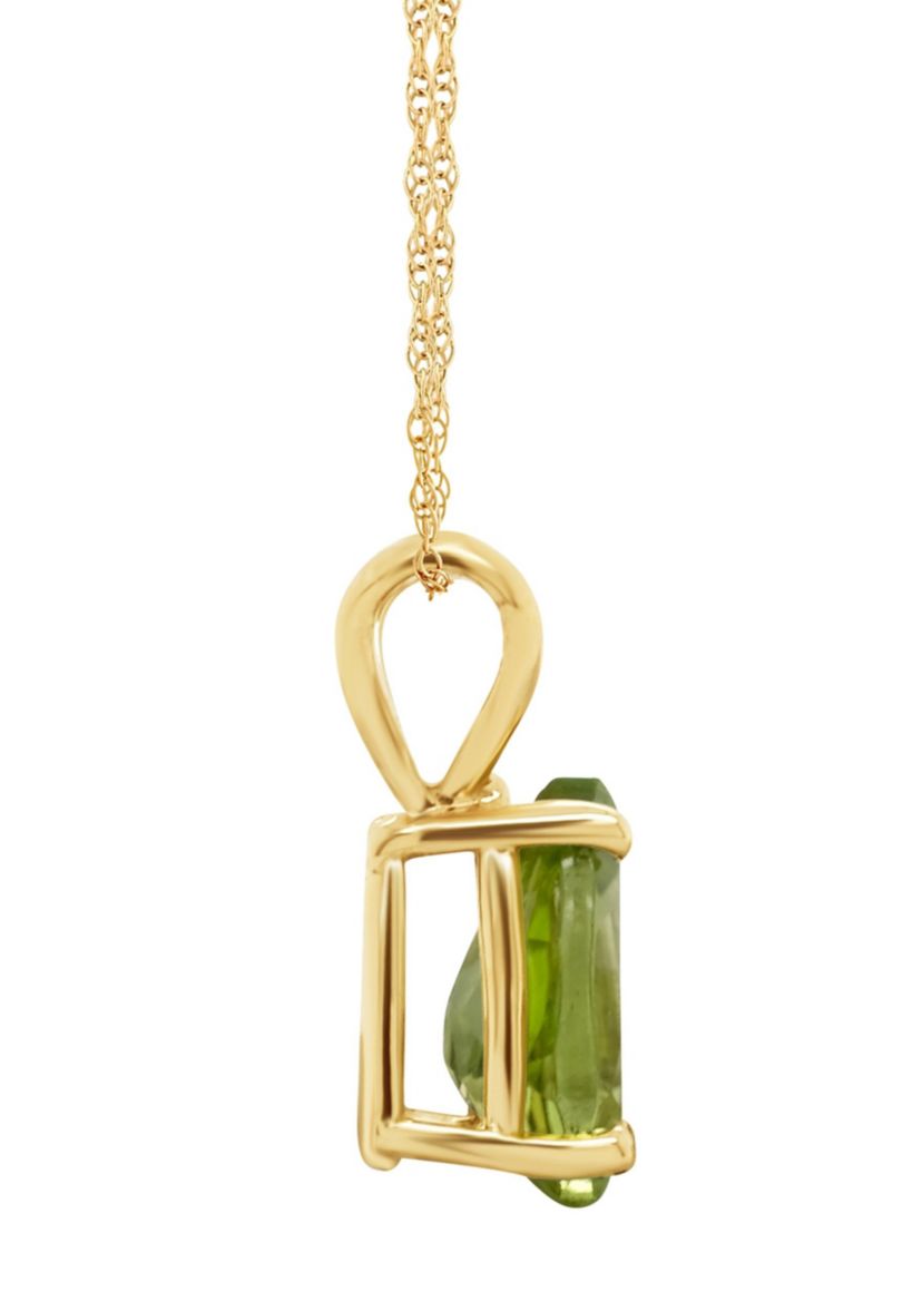 14K Gold 8x5 Pear Shape Peridot Pendant