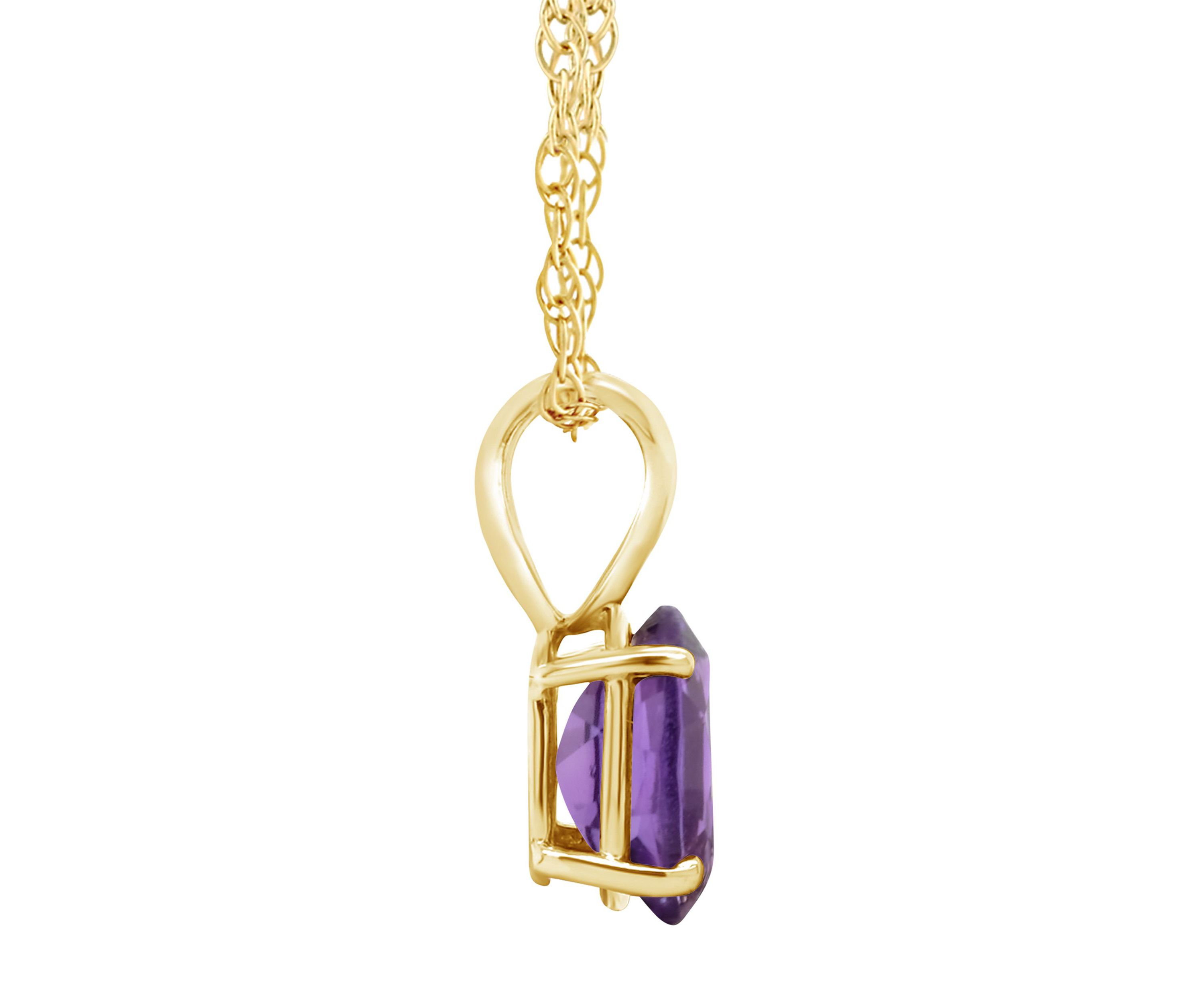 14K Gold 8x6 Oval Amethyst Pendant