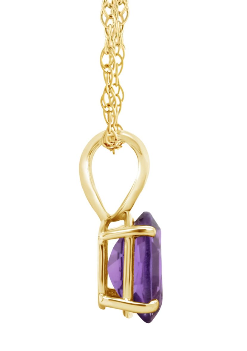 14K Gold 8x6 Oval Amethyst Pendant