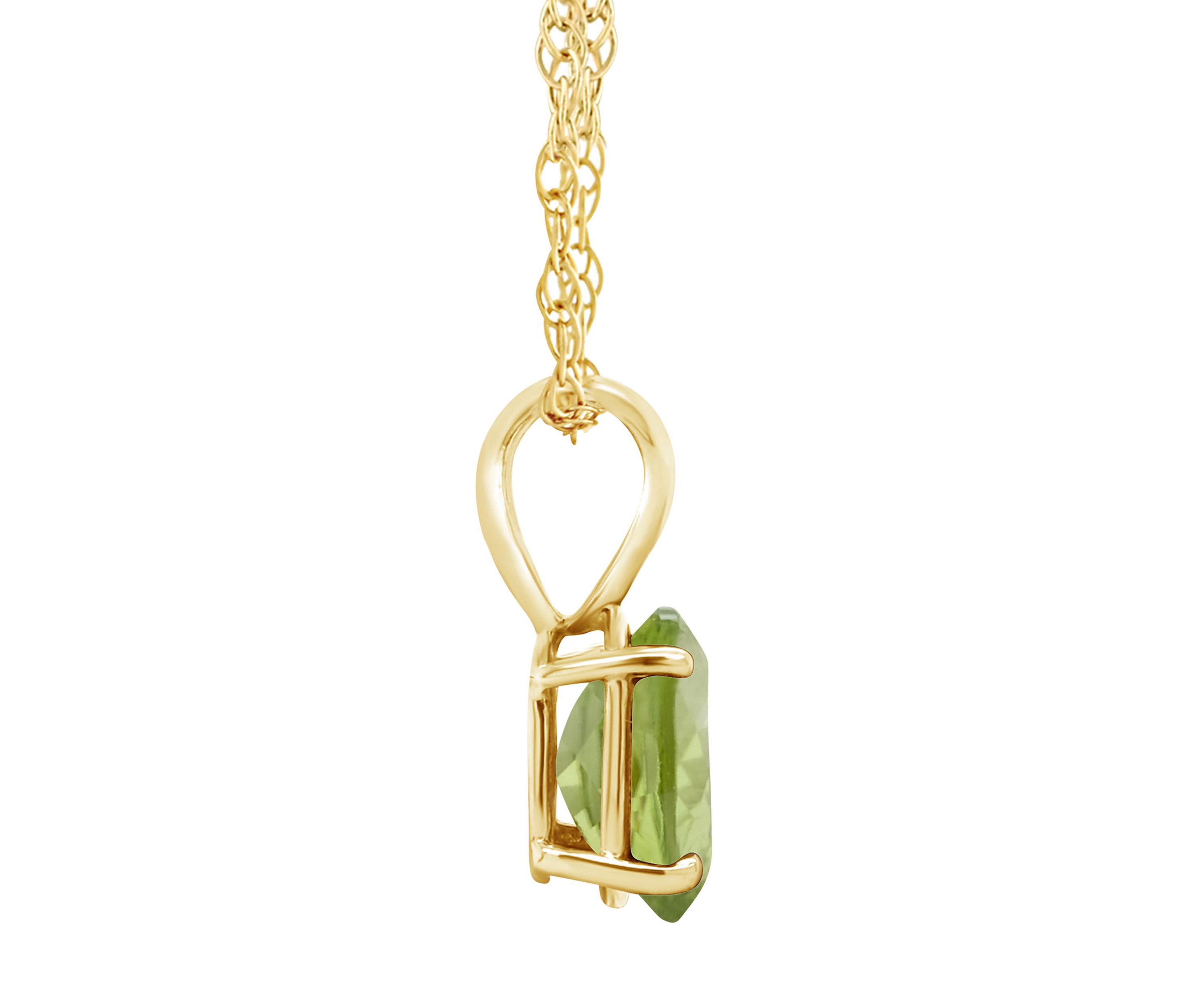 14K Gold 8x6 Oval Peridot Pendant