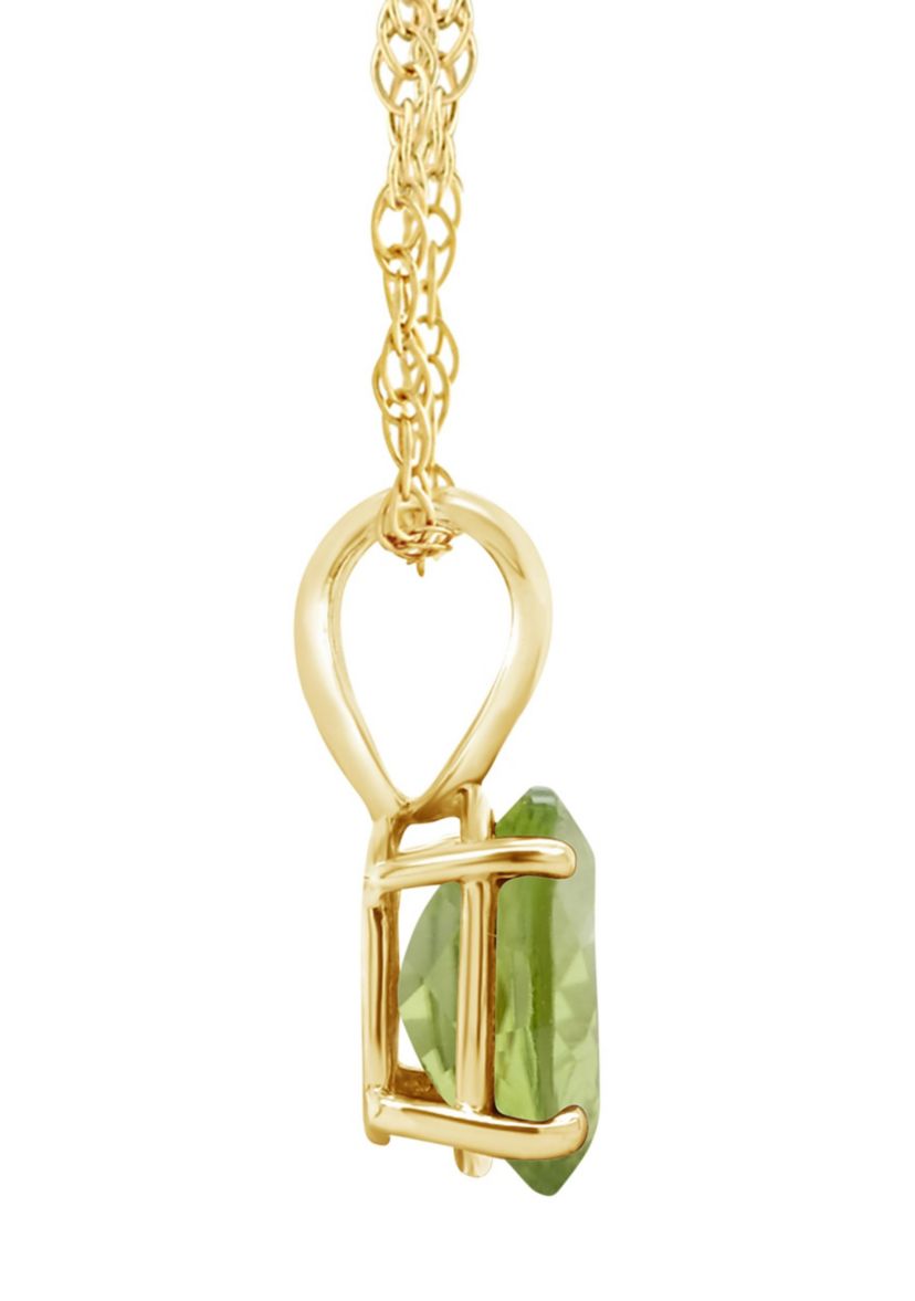 14K Gold 8x6 Oval Peridot Pendant