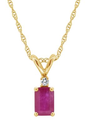 Belk & Co 14K Gold 6x4 Emerald Cut Ruby Diamond Accent Pendant -  5400479PA929BY4RU180A10A