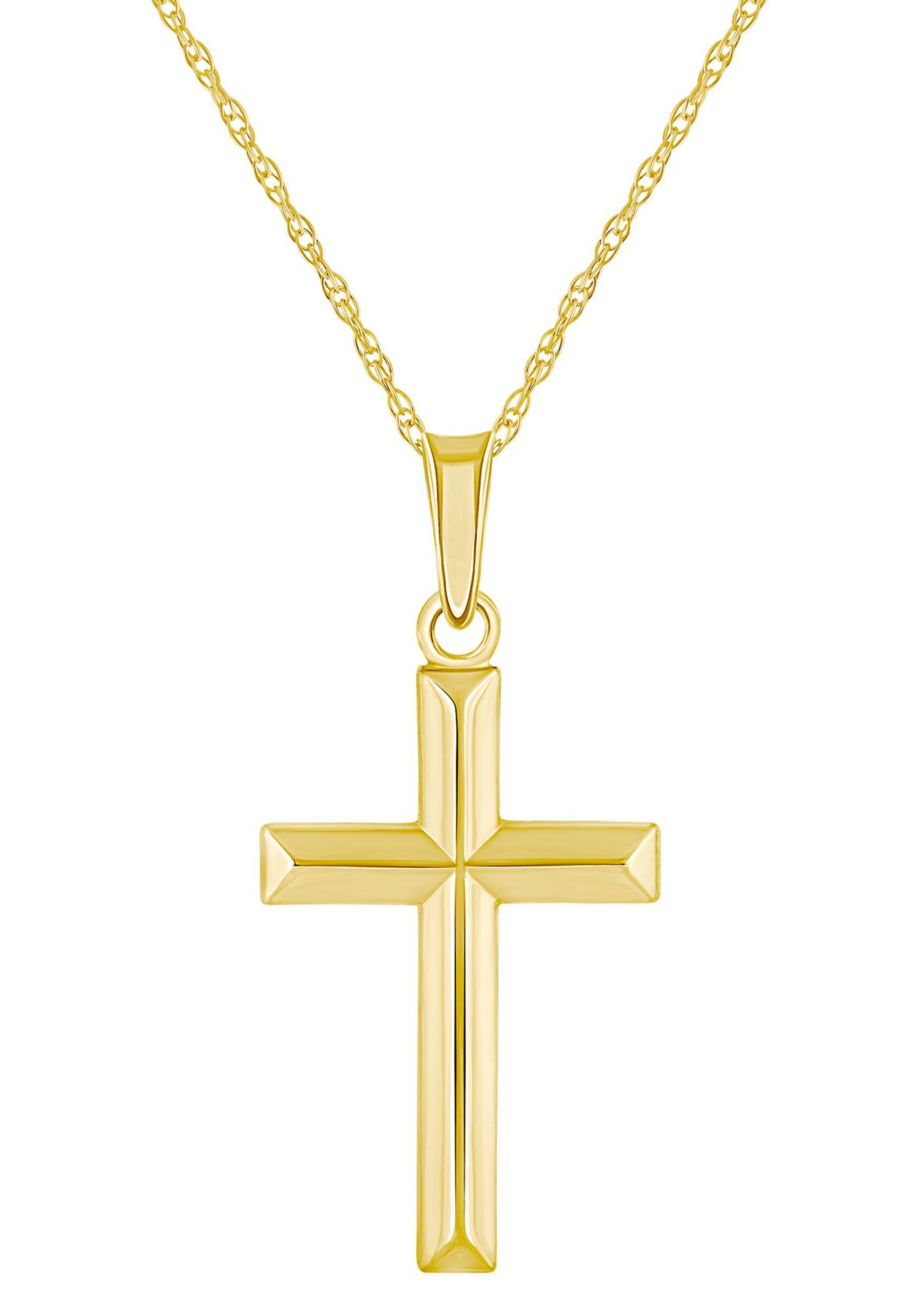 14K Yellow Gold Cross Pendant Necklace