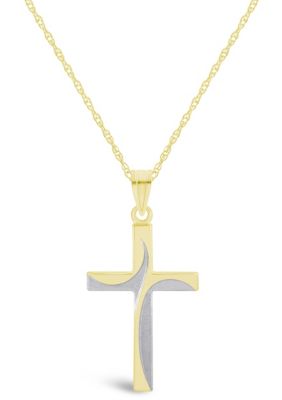Belk & Co 14K Two Tone Gold Cross Pendant Necklace