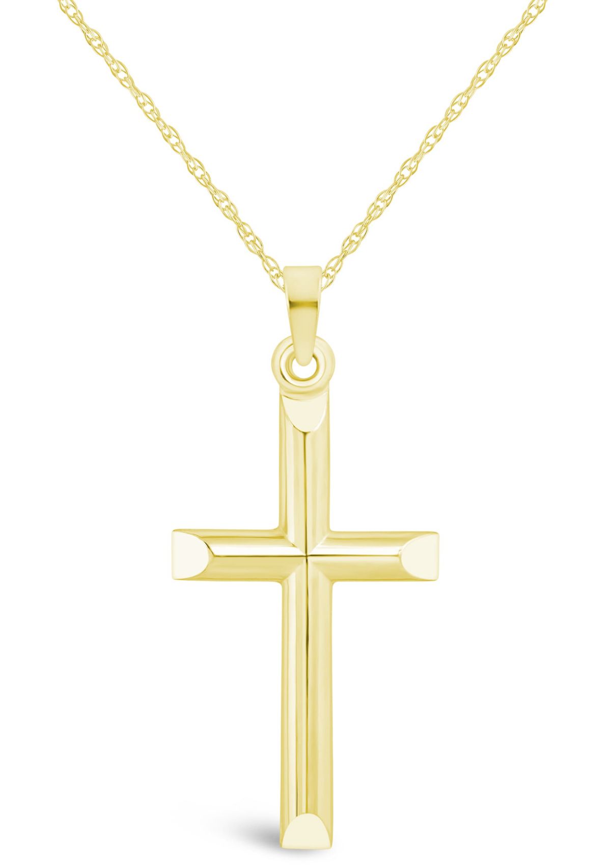 14K Yellow Gold Cross Pendant Necklace