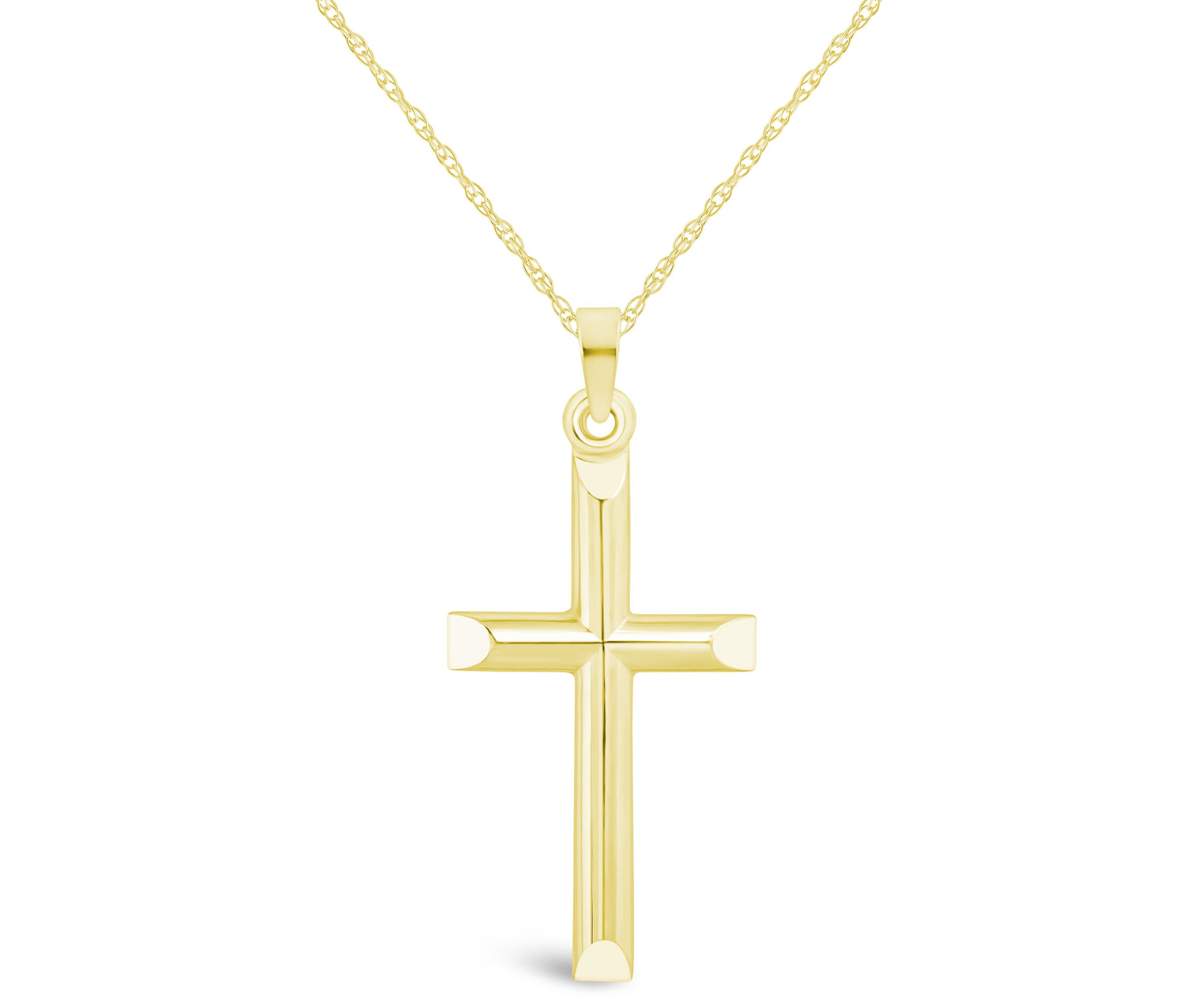 14K Yellow Gold Cross Pendant Necklace