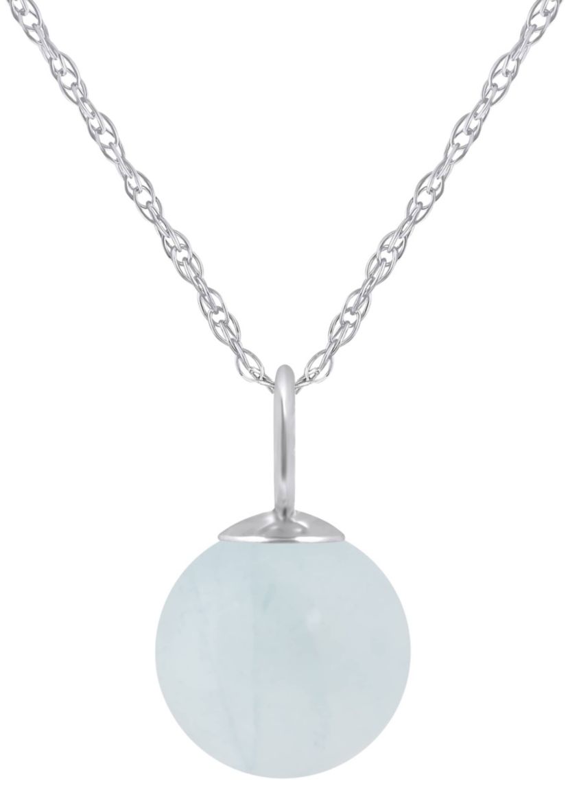 Sterling Silver 6mm Sphere Milky Aquamarine Pendant Necklace