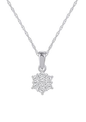 Belk & Co Lab Created Sterling Silver 1/4 CTTW Lab Grown Diamond Cluster Pendant Necklace
