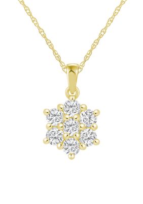 Belk & Co Lab Created Sterling Silver 1 CTTW Lab Grown Diamond Cluster Pendant Necklace