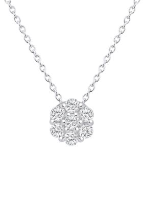 Belk & Co Lab Created Sterling Silver 1/2 CTTW Lab Grown Diamond Cluster Pendant Necklace