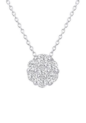 Belk & Co Lab Created Sterling Silver 1 CTTW Lab Grown Diamond Cluster Pendant Necklace