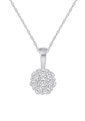Belk & Co Lab Created Sterling Silver 1/4 CTTW Lab Grown Diamond Cluster Pendant Necklace