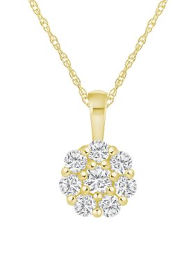 Belk & Co Lab Created Sterling Silver 1/2 CTTW Lab Grown Diamond Cluster Pendant Necklace
