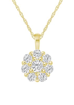 Belk & Co Lab Created Sterling Silver 1 CTTW Lab Grown Diamond Cluster Pendant Necklace