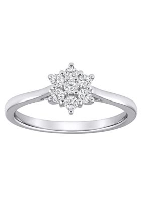 Belk & Co Lab Created Sterling Silver 1/4 CTTW Lab Grown Diamond Cluster Ring