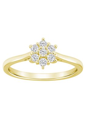 Belk & Co Lab Created Sterling Silver 1/4 CTTW Lab Grown Diamond Cluster Ring, 7