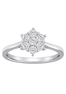Belk & Co Lab Created Sterling Silver 1/2 CTTW Lab Grown Diamond Cluster Ring, 5