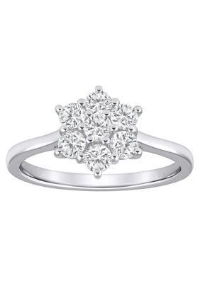Belk & Co Lab Created Sterling Silver 3/4 CTTW Lab Grown Diamond Cluster Ring, 5
