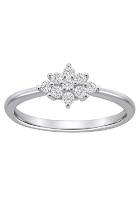 Belk & Co Lab Created Sterling Silver 1/4 CTTW Lab Grown Diamond Cluster Ring, 5