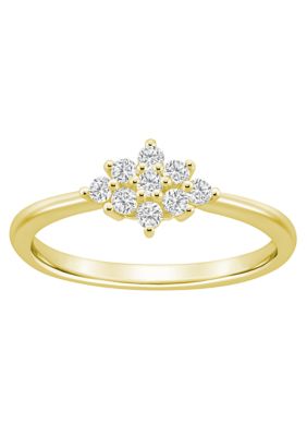 Belk & Co Lab Created Sterling Silver 1/4 CTTW Lab Grown Diamond Cluster Ring, 9