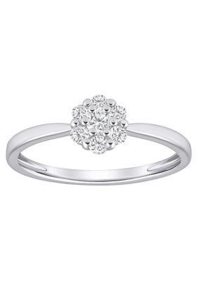 Belk & Co Lab Created Sterling Silver 1/4 CTTW Lab Grown Diamond Cluster Ring, 6