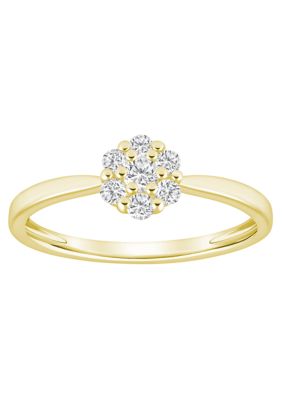 Belk & Co Lab Created Sterling Silver 1/4 CTTW Lab Grown Diamond Cluster Ring, 10