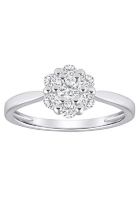 Belk & Co Lab Created Sterling Silver 1/2 CTTW Lab Grown Diamond Cluster Ring