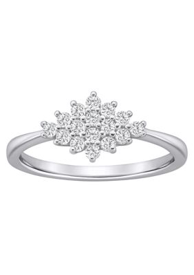 Belk & Co Lab Created Sterling Silver 1/3 CTTW Lab Grown Diamond Cluster Ring, 6