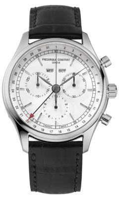 Frederique Constant Swiss Men's Classic Chronograph Black Leather Strap Watch -  0840144602544