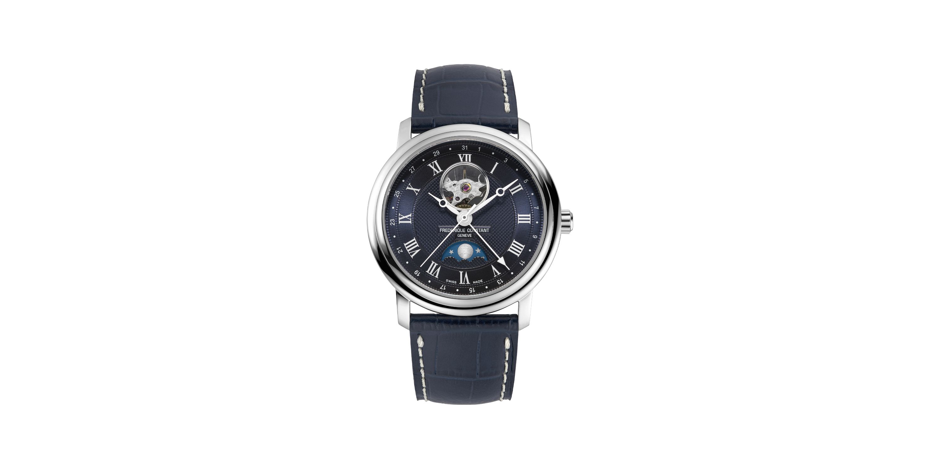 Swiss Mens Classic Automatic Black Leather Strap Watch