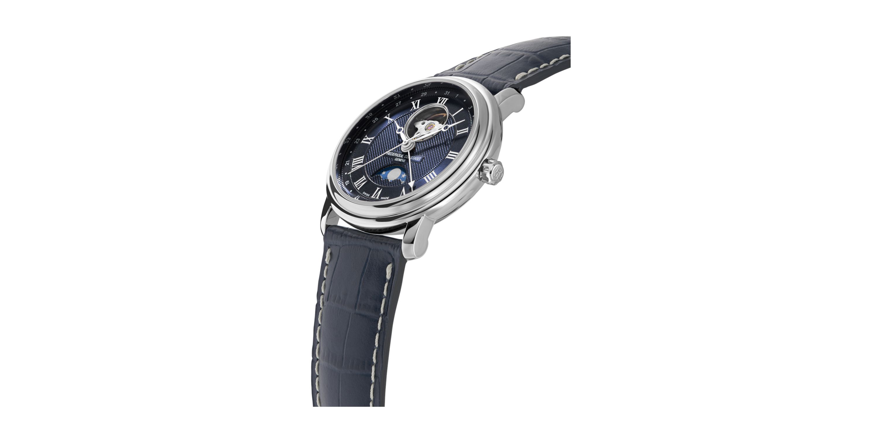 Swiss Mens Classic Automatic Black Leather Strap Watch