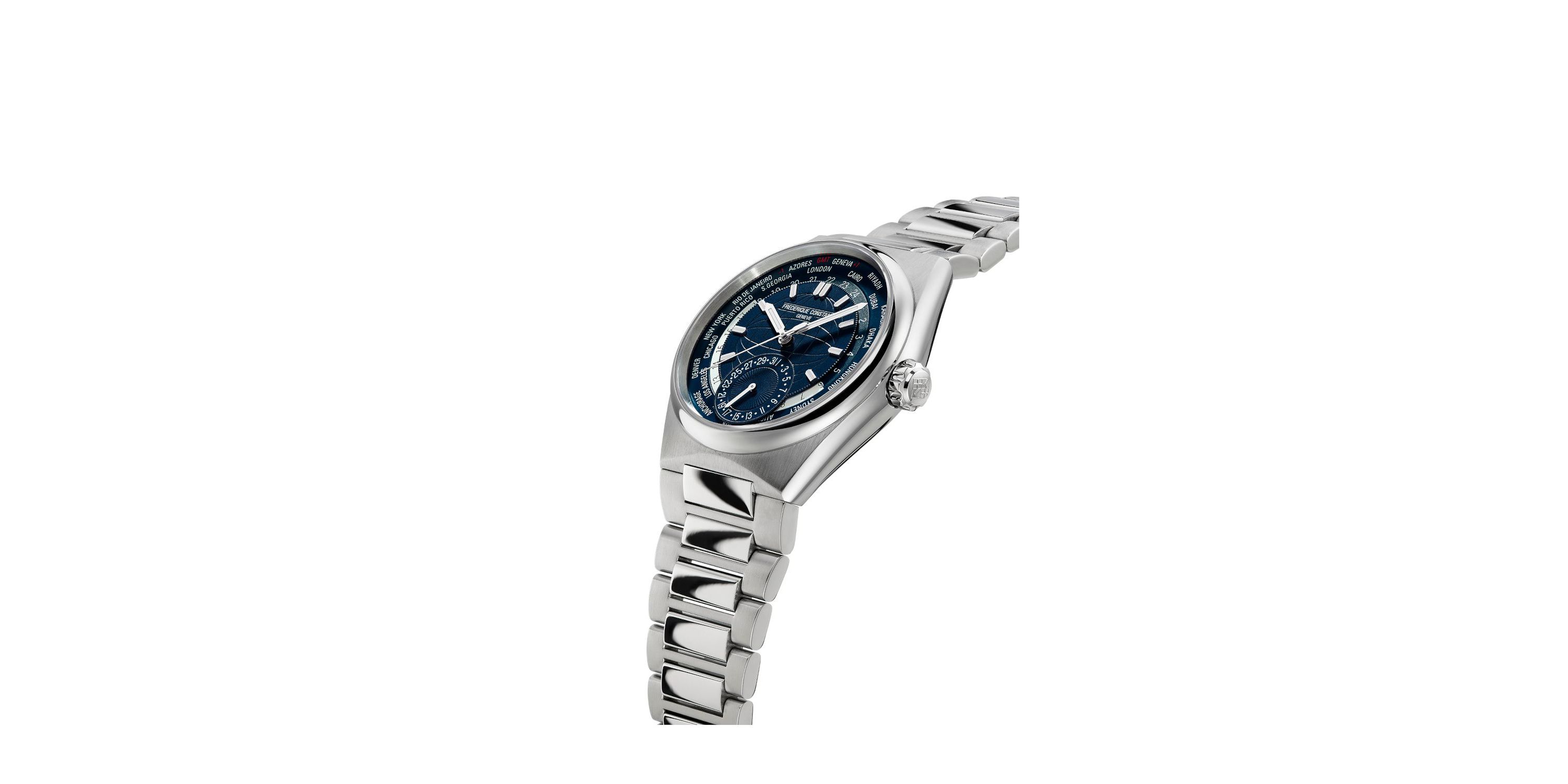 Swiss Mens Highlife Worldtimer Manufacture Stainless Steel Bracelet Watch