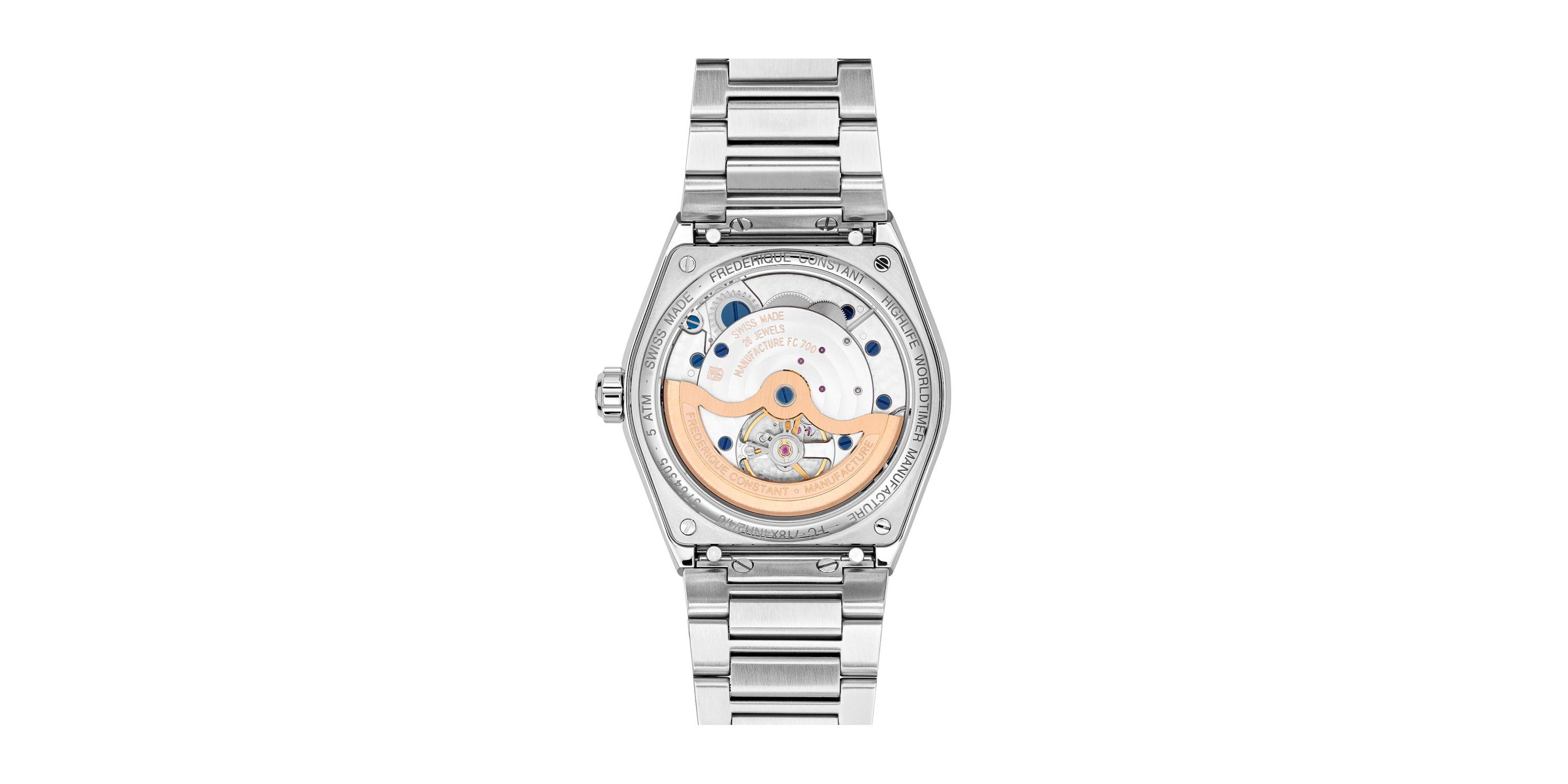 Swiss Mens Highlife Worldtimer Manufacture Stainless Steel Bracelet Watch