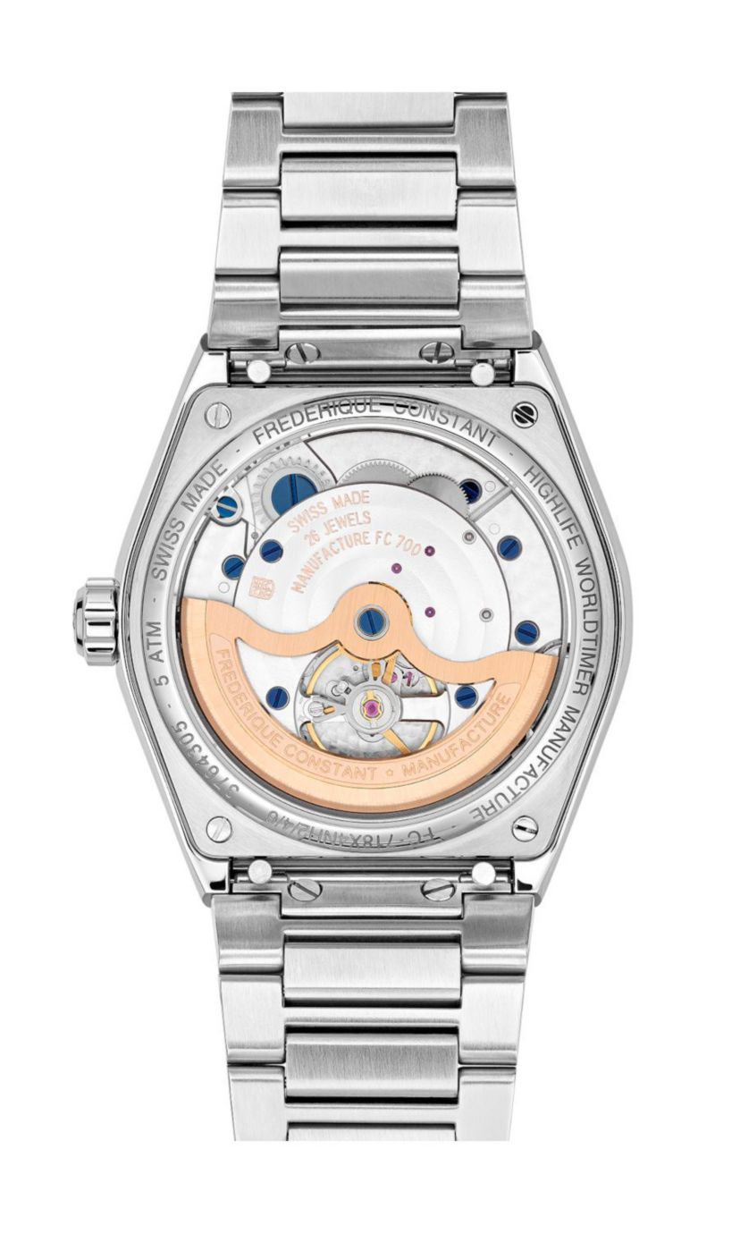 Swiss Mens Highlife Worldtimer Manufacture Stainless Steel Bracelet Watch