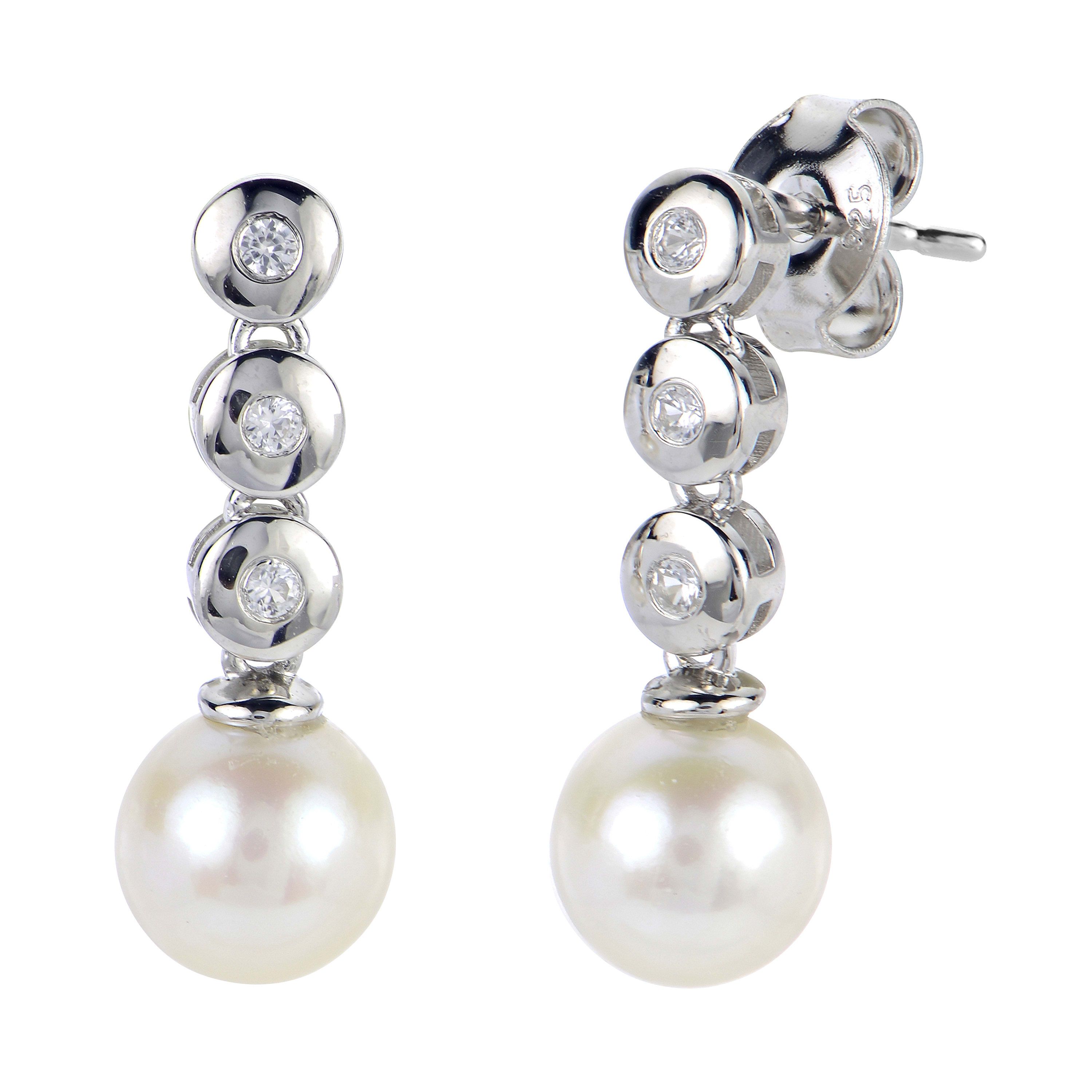 Lab Created Sterling Silver Freshwater Pearl Earring