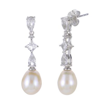 PearLustre by Imperial Lab Created Sterling Silver Freshwater Pearl Earring