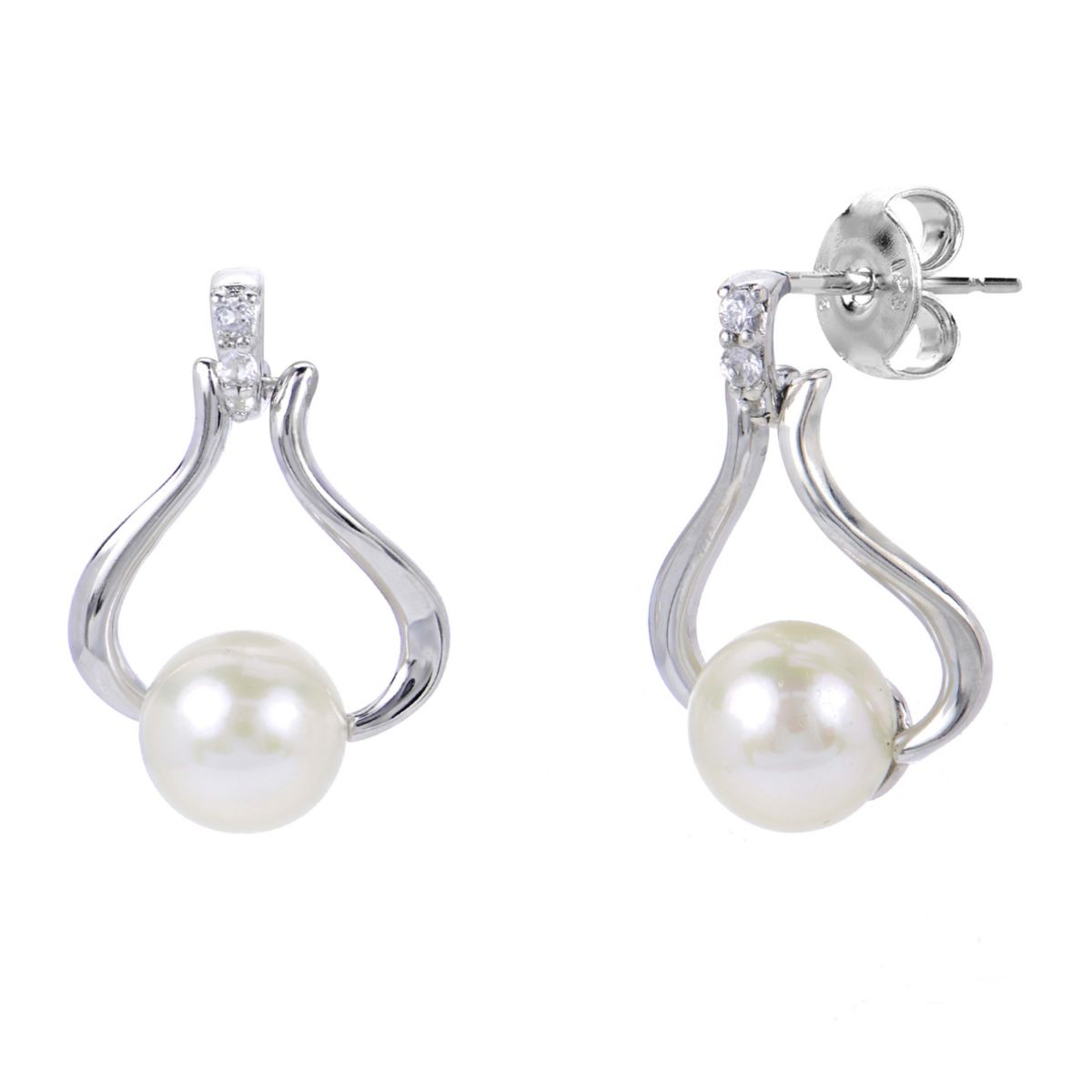 Lab Created Sterling Silver Freshwater Pearl Earring