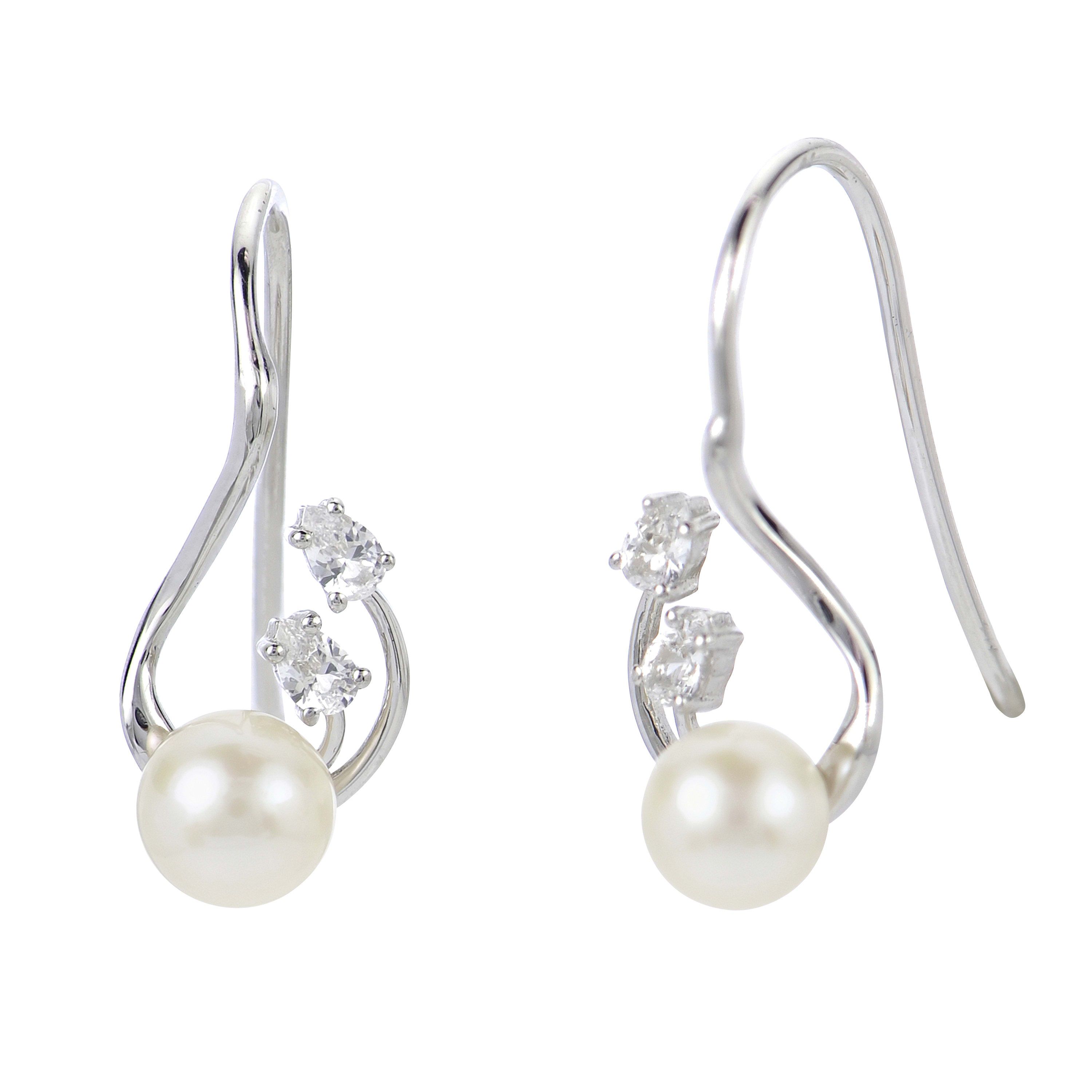 Lab Created Sterling Silver Freshwater Pearl Earring