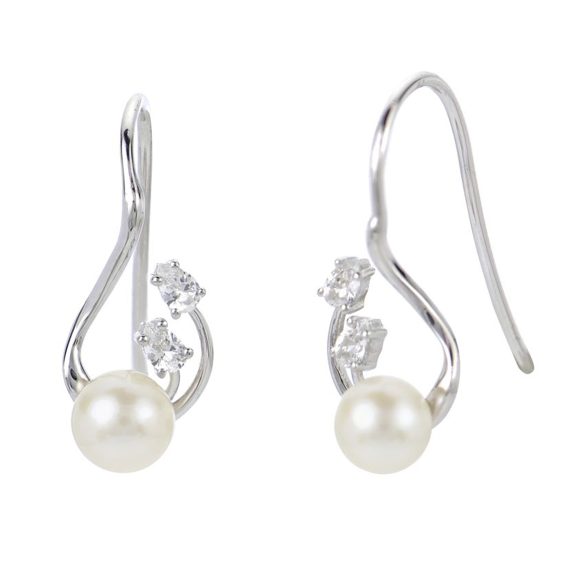 Lab Created Sterling Silver Freshwater Pearl Earring