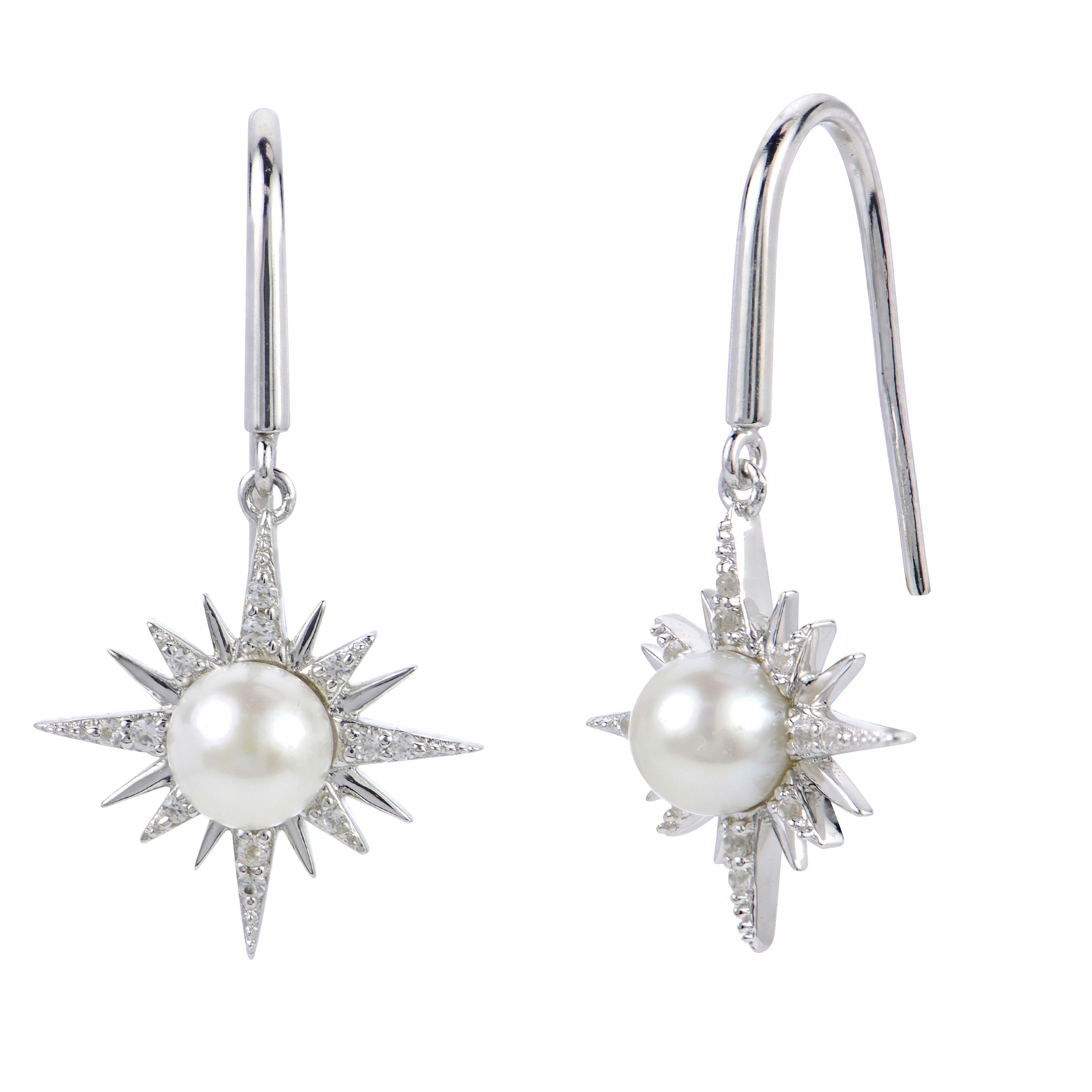 Lab Created Sterling Silver Freshwater Pearl Earring
