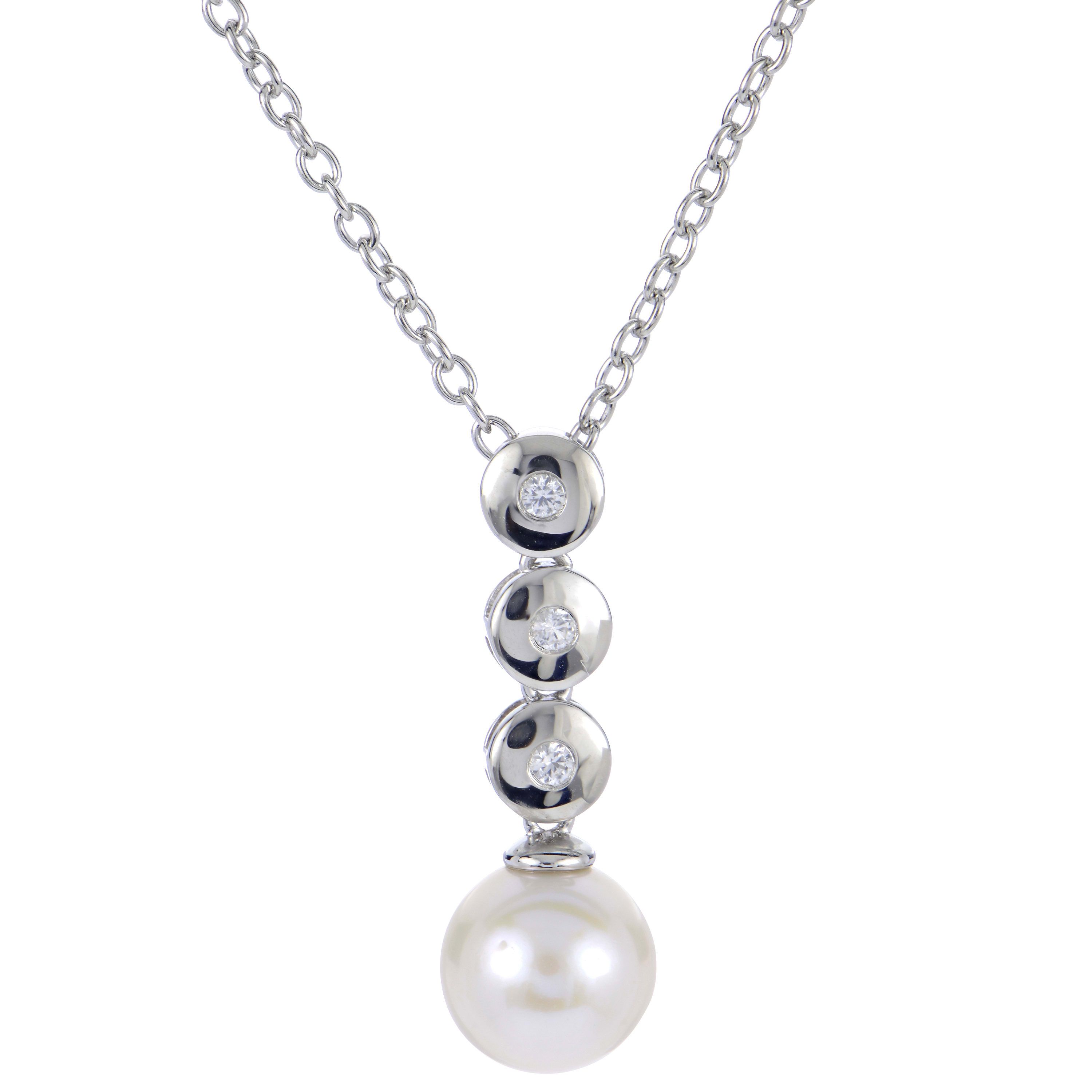 Lab Created Sterling Silver Freshwater Pearl Necklace